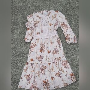 Xhilaration Floral Dress - White and Brown